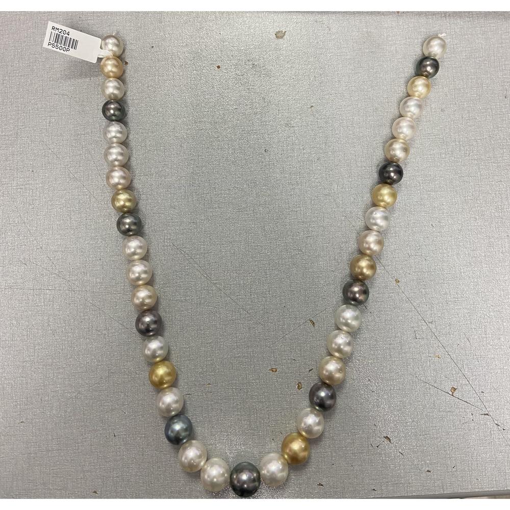 Roman & Jules - Multicolor 12.5-10mm Pearl Strand Necklace in Graduated Round Pearls