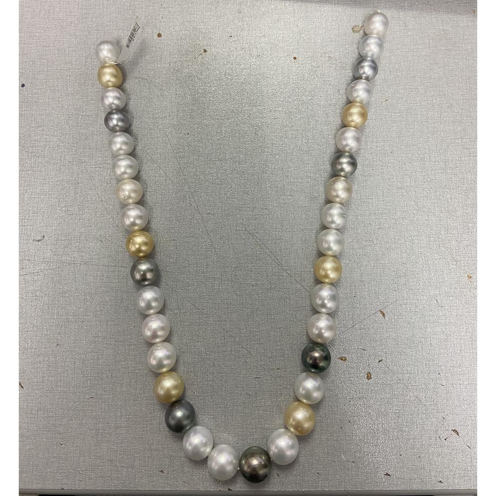 Roman & Jules - Multicolor Pearl Necklace with 13.1-11.0mm Round Pearls in Fine Strand Design