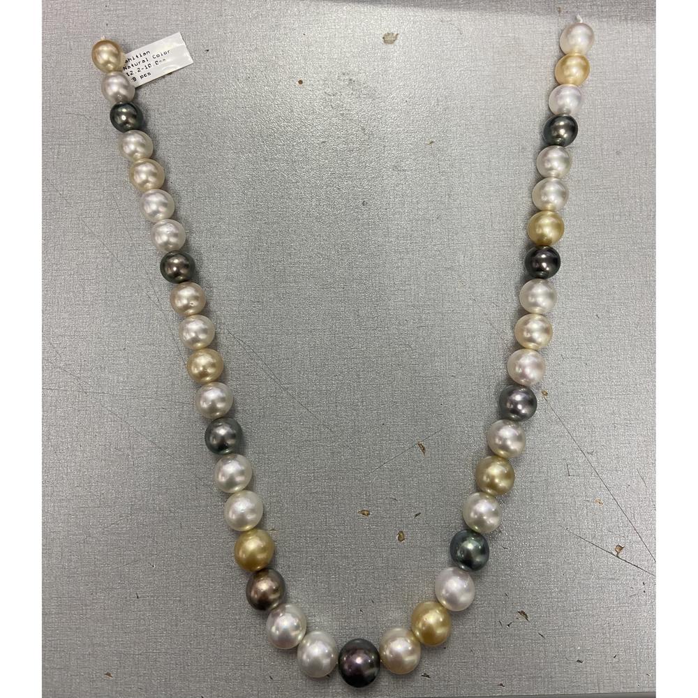 Roman & Jules - Multicolor Round Pearl Strand Necklace with 33 Ocean-Hued Pearls