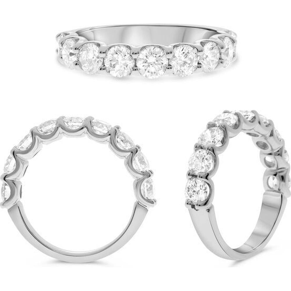 Roman & Jules - Platinum Band with Shared U-Prong Set Round Diamonds - 2.00 Carat Total Diamond Weight