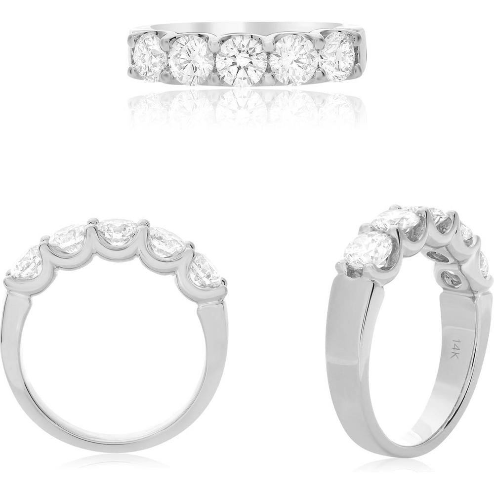 Roman & Jules - Platinum Diamond Band with Shared U-Prong Set Round Diamonds - 1.50 Carat Total Diamond Weight