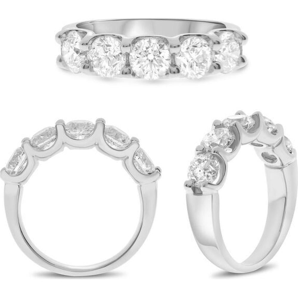 Roman & Jules - Platinum Diamond Band with Shared U-Shape Set Round Diamonds - 2.50 Carat Total Diamond Weight