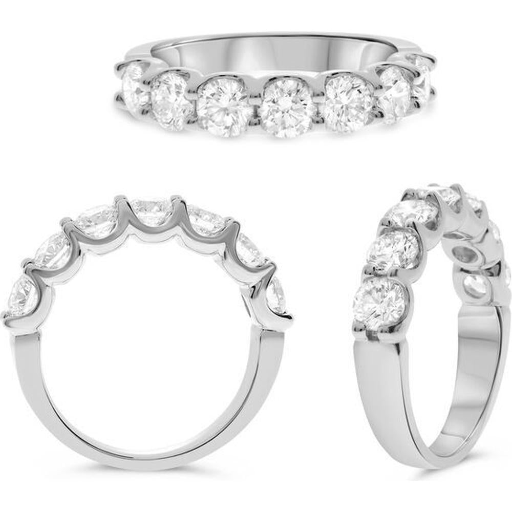 Roman & Jules - Platinum Diamond Band with U-Shape Shared Prong Set Round Diamonds - 2.00 Carat Total Diamond Weight