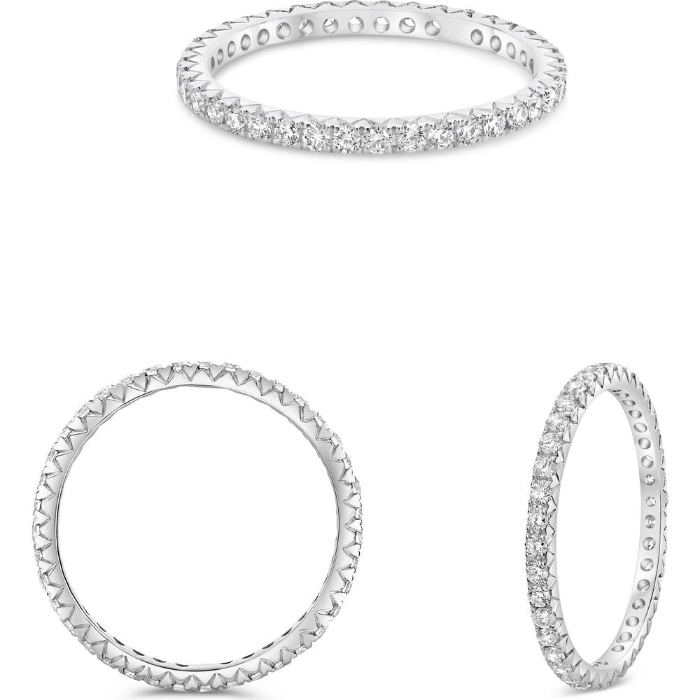 Roman & Jules - Platinum Eternity Band with French Pavé Round Diamonds - 0.52 Carat Total Diamond Weight