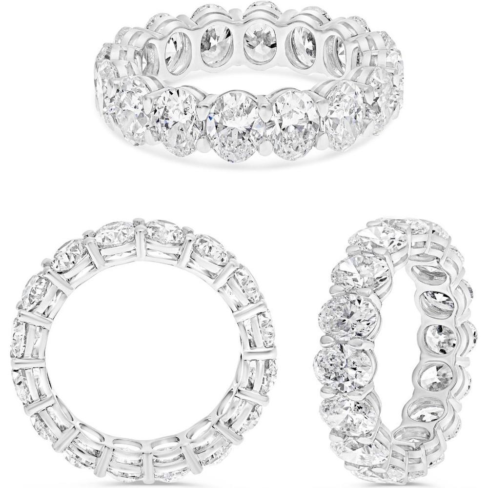 Roman & Jules - Platinum Eternity Band with Oval Cut Diamonds - 6.00 Carat Total Diamond Weight