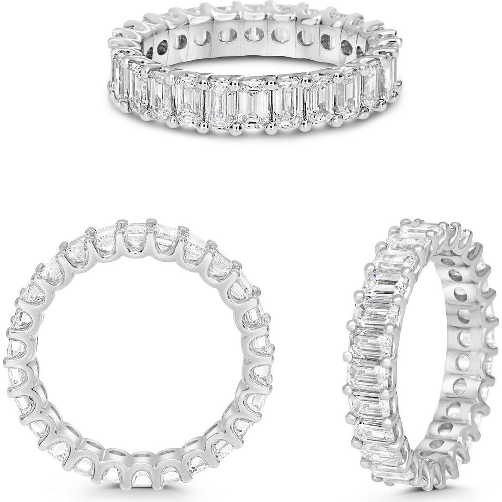 Roman & Jules - Platinum Eternity Band with Shared U-Prong Set Emerald Cut Diamonds - 3.41 Carat Total Diamond Weight