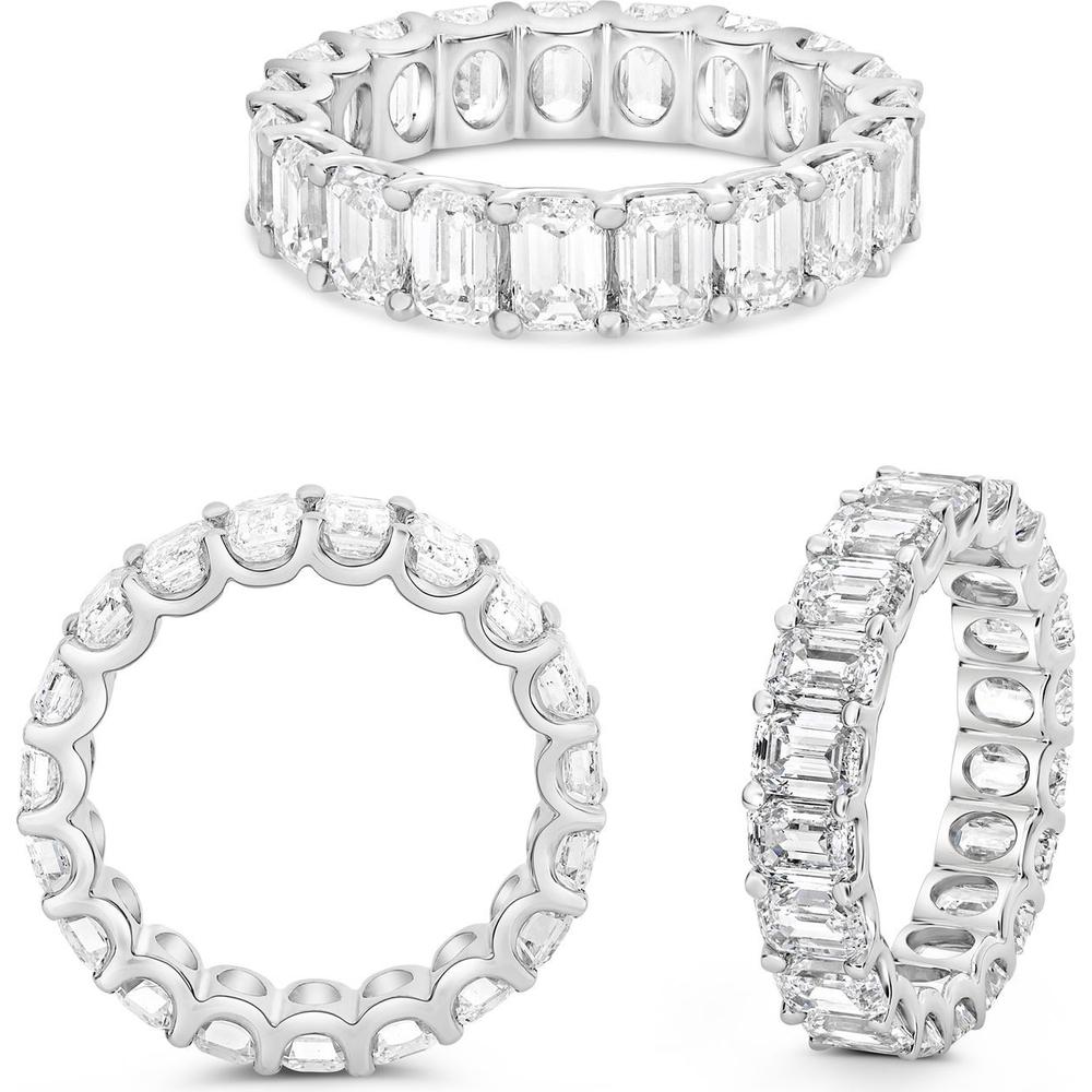 Roman & Jules - Platinum Eternity Band with Shared U-Prong Set Emerald-Cut Diamonds - 5.60 Carat Total Diamond Weight