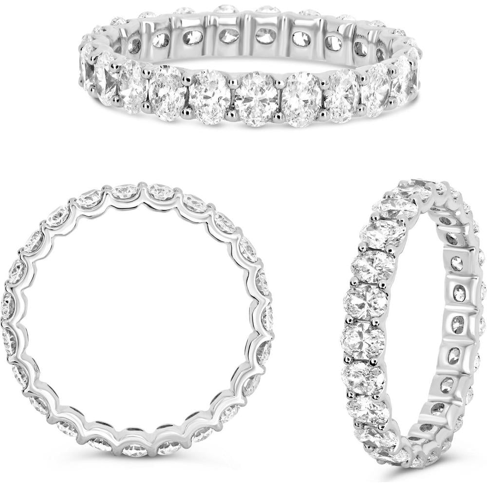 Roman & Jules - Platinum Eternity Band with Shared U-Prong Set Oval Diamonds - 2.00 Carat Total Diamond Weight