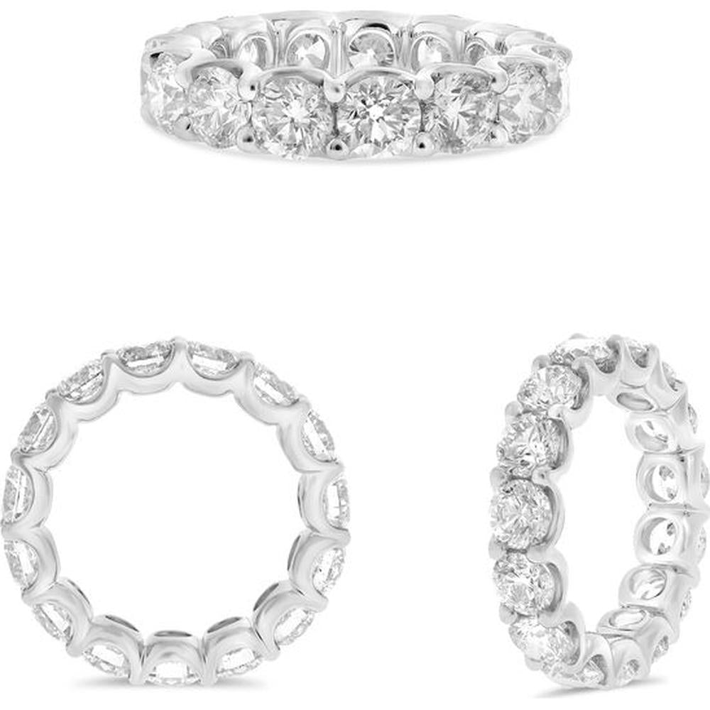 Roman & Jules - Platinum Eternity Band with Shared U-Prong Set Round Diamonds - 6.32 Carat Total Diamond Weight
