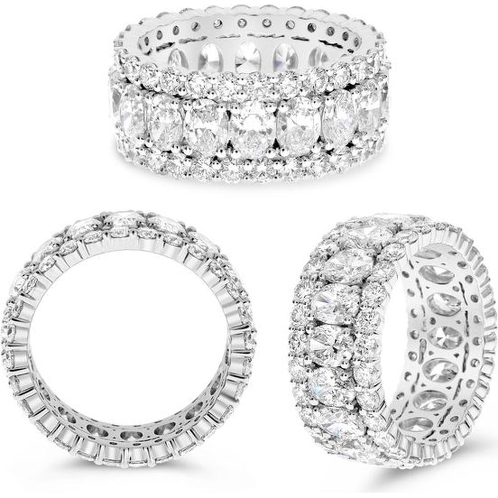 Roman & Jules - Platinum Eternity Ring with Oval and Round Diamonds - 7.90 Carat Total Diamond Weight