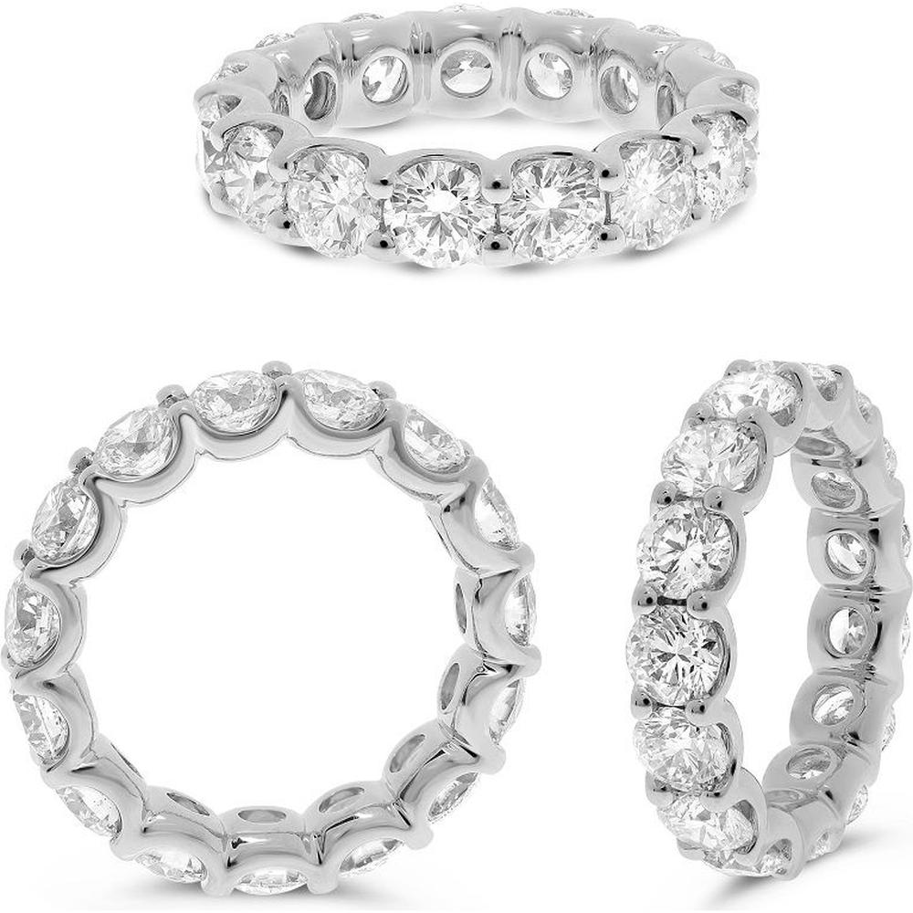 Roman & Jules - Platinum Eternity Ring with Shared U-Prong Set Round Diamonds - 4.96 Carat Total Diamond Weight
