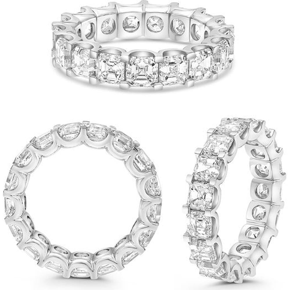 Roman & Jules - Platinum Eternity Ring with Shared U-Shape Set Asscher Cut Diamonds - 5.61 Carat Total Diamond Weight
