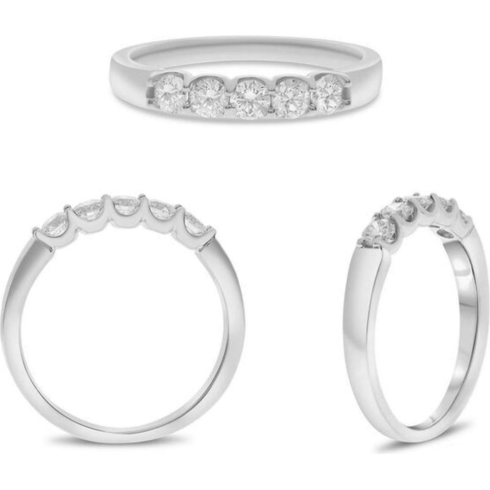 Roman & Jules - Platinum Five-Stone Round Diamond Wedding Band - 0.50 Carat Total Diamond Weight