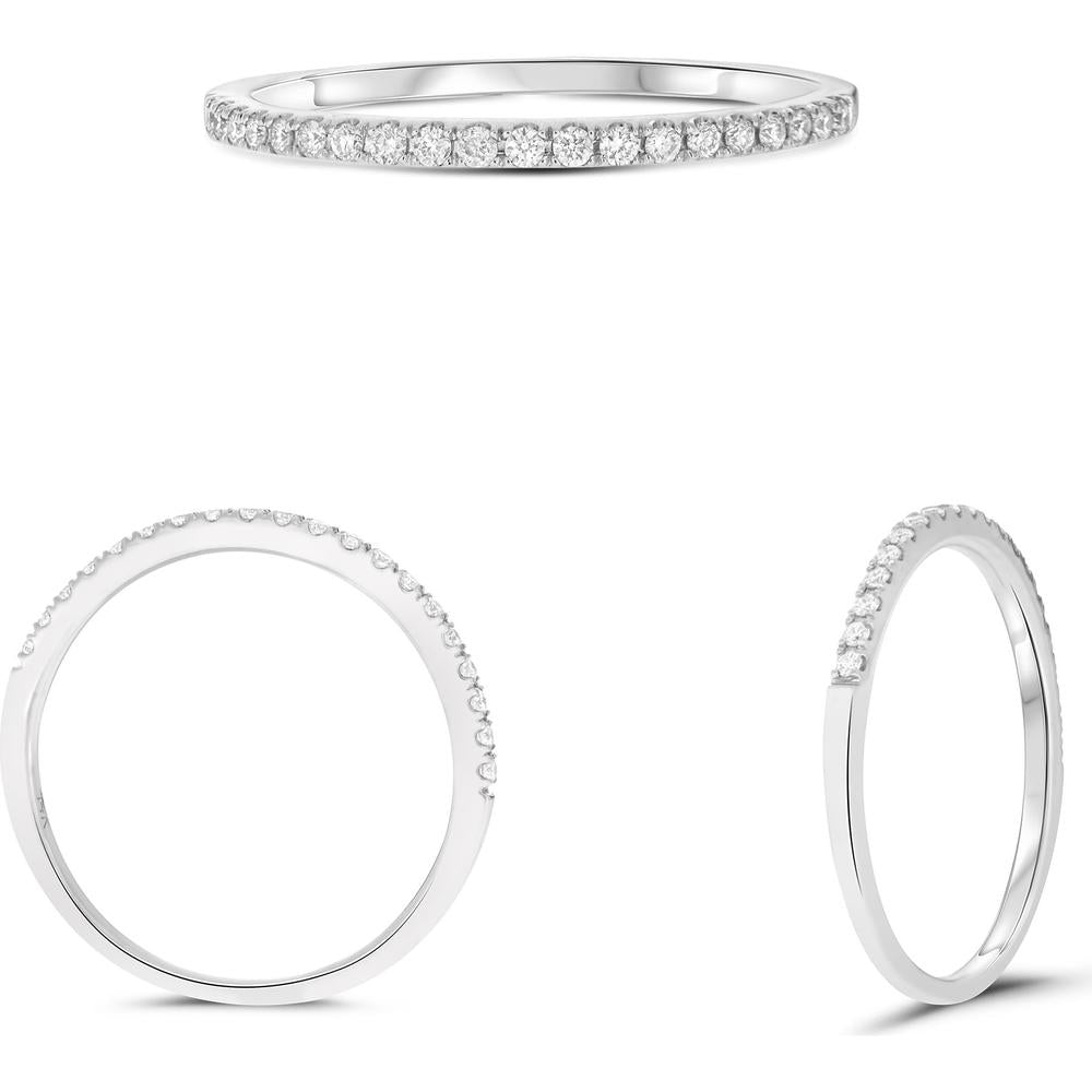 Roman & Jules - Platinum Half-Eternity Band with Micropavé Round Diamonds - 0.15 Carat Total Diamond Weight