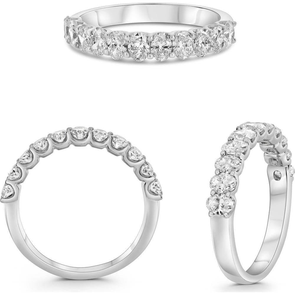 Roman & Jules - Platinum Half-Way Band with U-Shape Set Round Diamonds - 0.85 Carat Total Diamond Weight