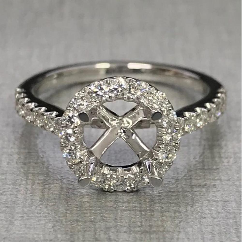 Roman & Jules - Platinum Halo Engagement Ring Mounting with Micropavé Diamonds for 9.40mm Round Center - 0.63 Carat Diamond Weight
