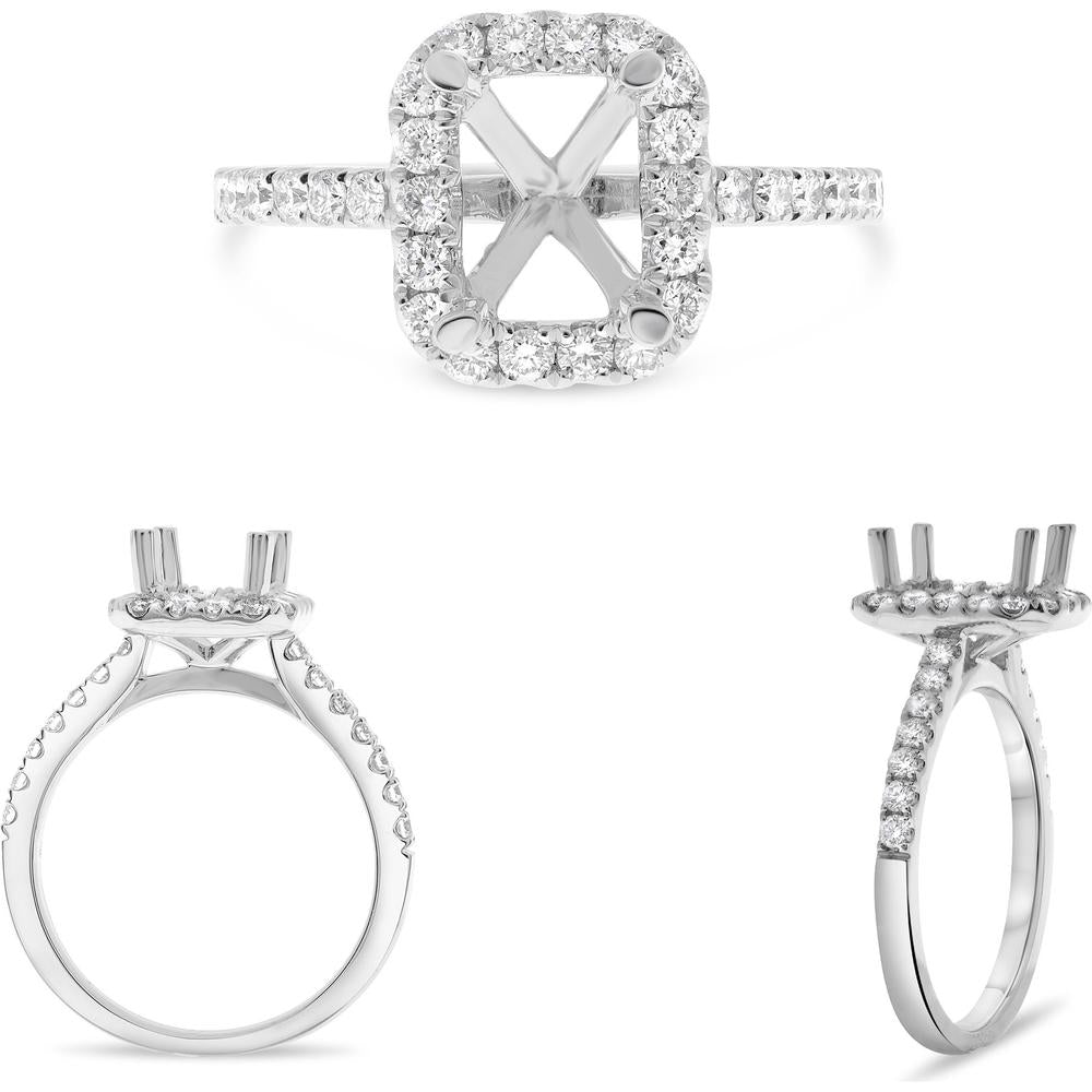 Roman & Jules - Platinum Halo Engagement Ring with Round Diamonds - 0.60 Carat Total Accent Diamond Weight