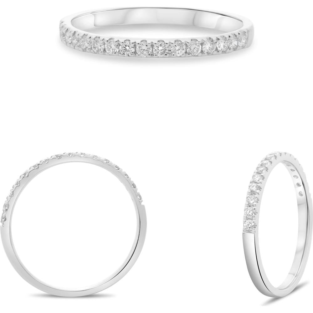 Roman & Jules - Platinum Micropavé Band with Round Diamonds - 0.25 Carat Total Diamond Weight