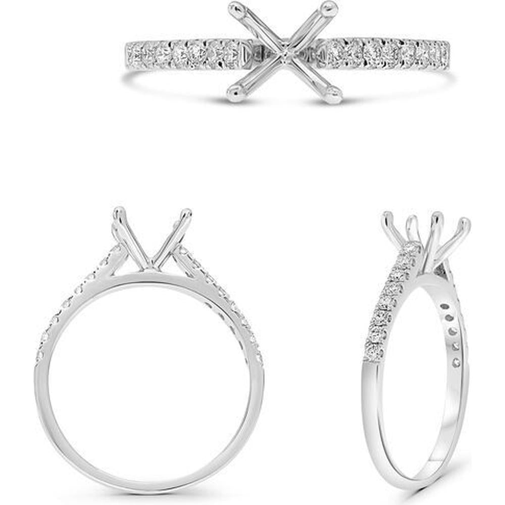 Roman & Jules - Platinum Micropavé Diamond Mounting for 6.50mm Round Center - 0.25 Carat Diamond Weight