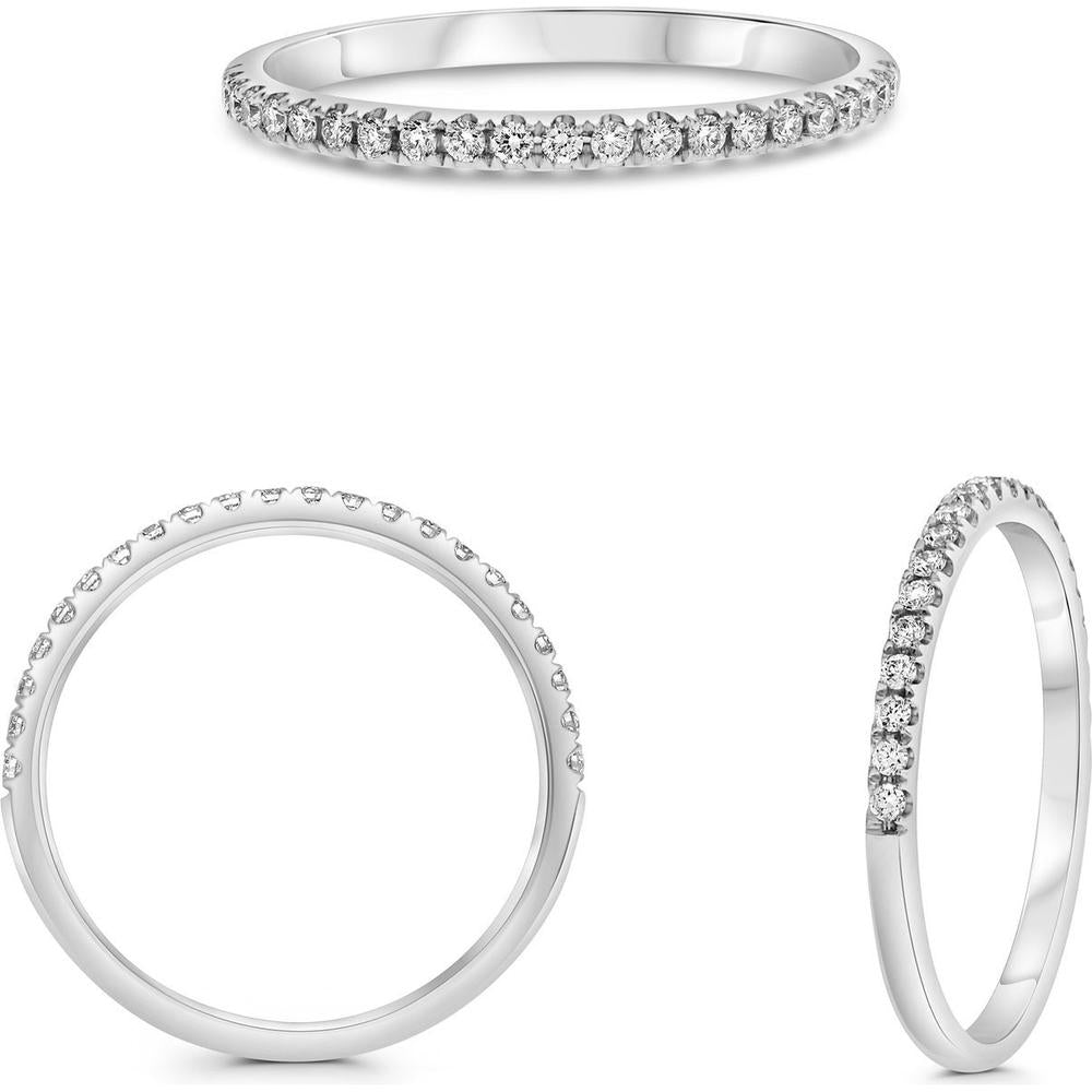 Roman & Jules - Platinum Micropavé Round Diamond Band - 0.18 Carat Total Diamond Weight