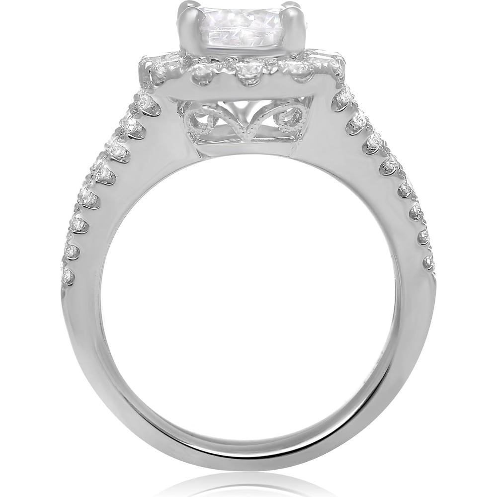 Roman & Jules - Platinum Ring with 0.92 Carat Round Center Diamond and 0.50 Carat Baguette Diamonds