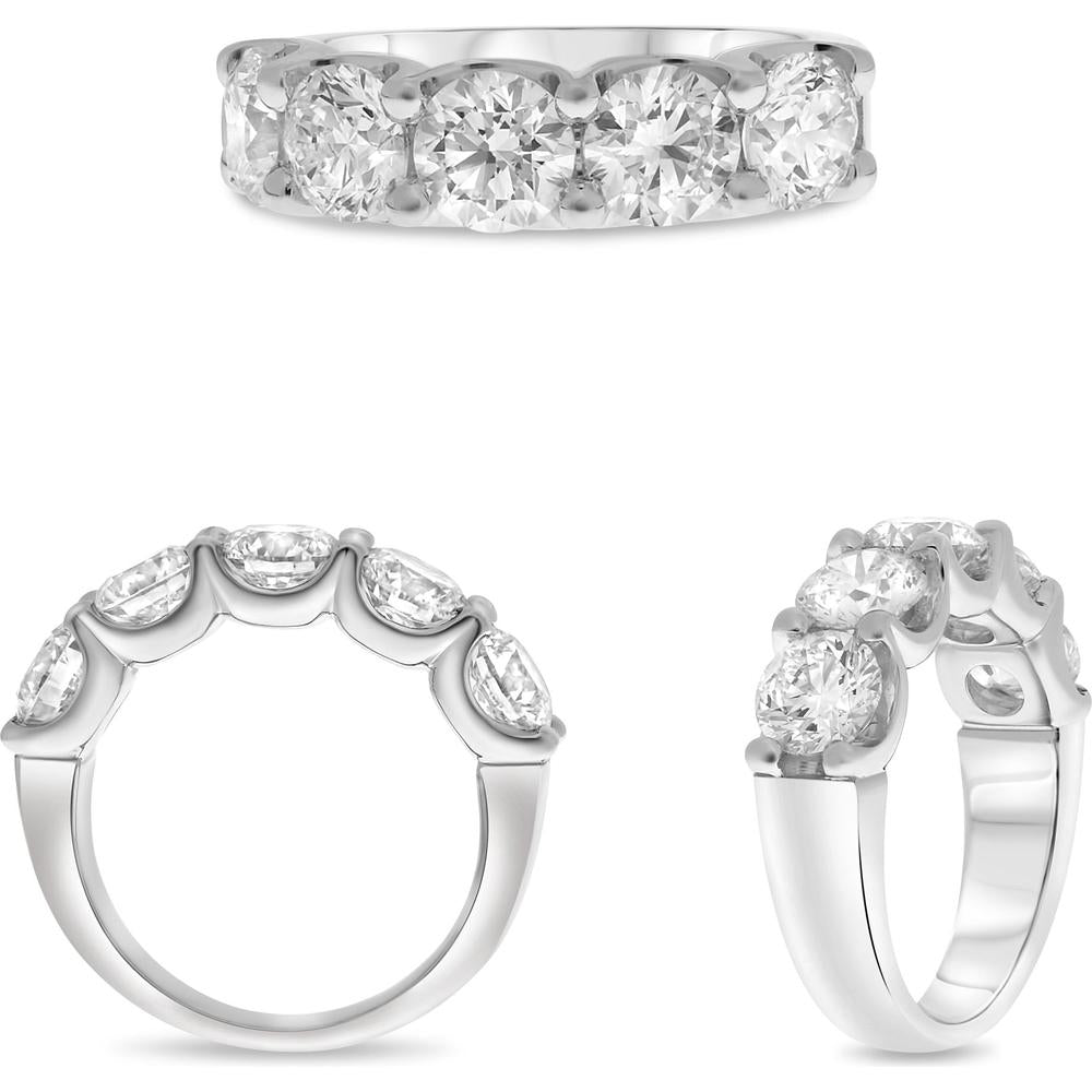 Roman & Jules - Platinum Shared-Prong Round Diamond Band - 4.33 Carat Total Diamond Weight