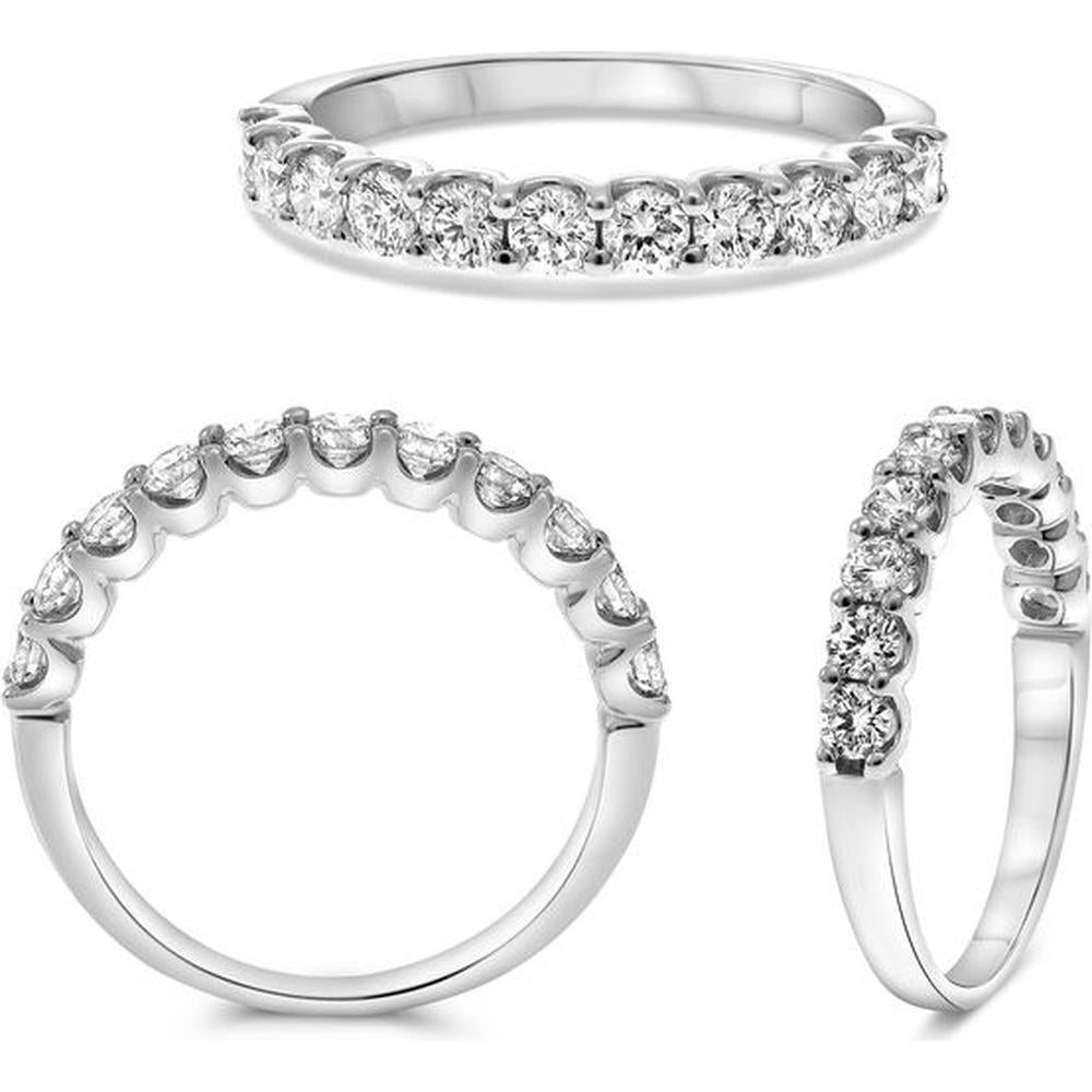 Roman & Jules - Platinum Shared U-Prong Band with 0.75 Carat Total Round Diamonds