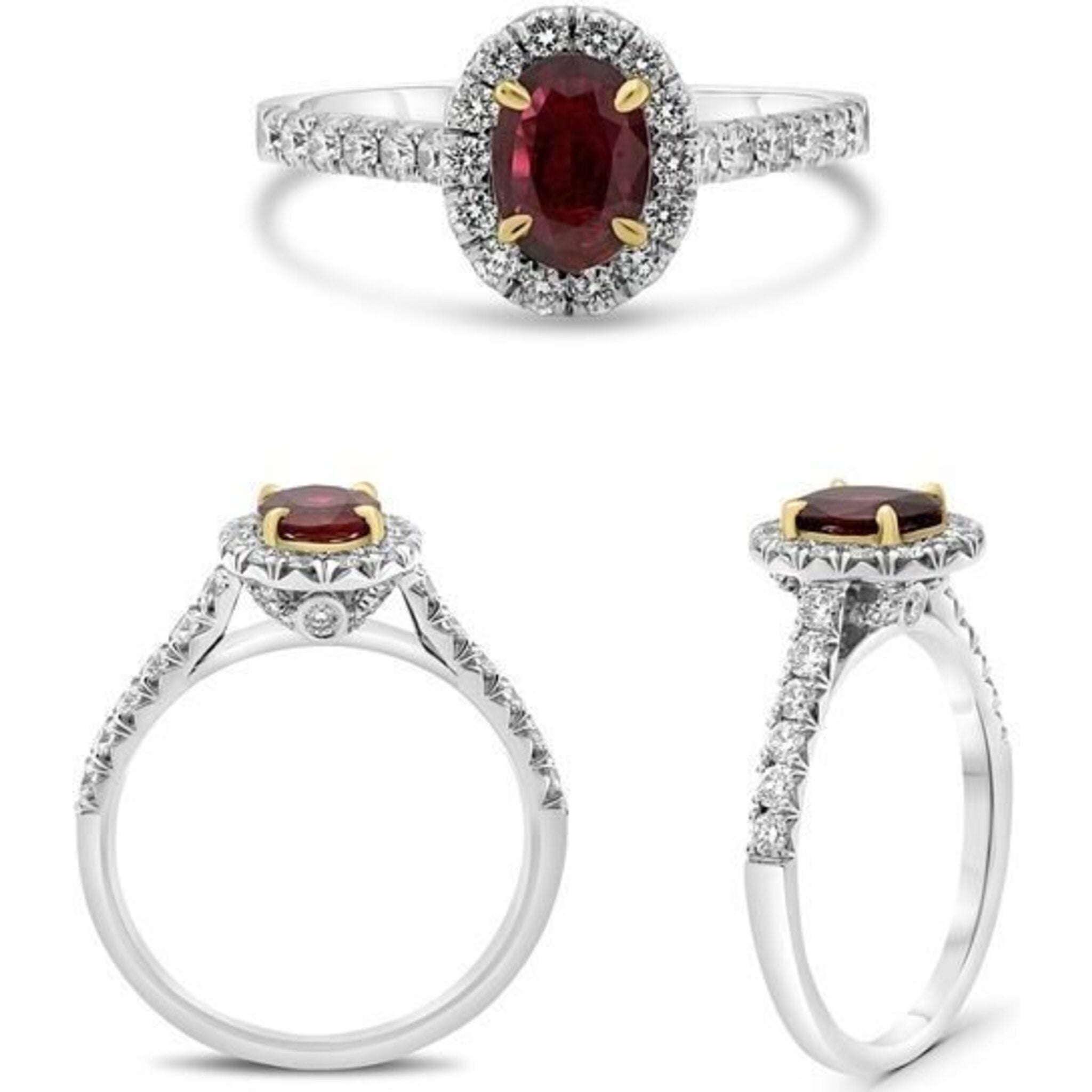 Roman & Jules 14K Rose Gold Oval Ruby Ring with Diamond Accents - 1.17 Carat Total Gemstone Weight
