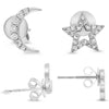 Roman & Jules 14K White Gold Celestial Moon and Star Stud Earrings - 0.12 Carat Total Diamond Weight