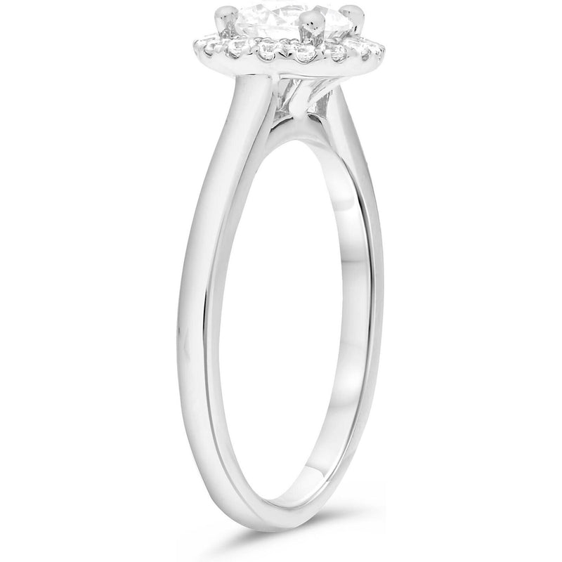 Roman & Jules 14K White Gold Classic Halo Engagement Setting with Round Diamond Accents