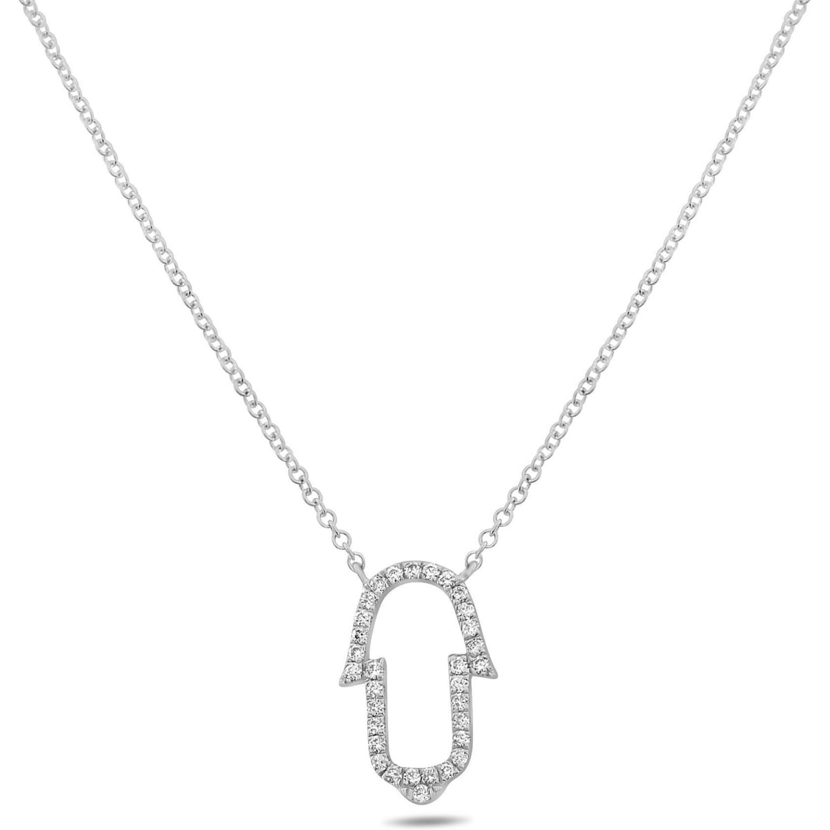Roman & Jules 14K White Gold Curved Diamond Pave Necklace - 0.15 Carat Diamond Weight