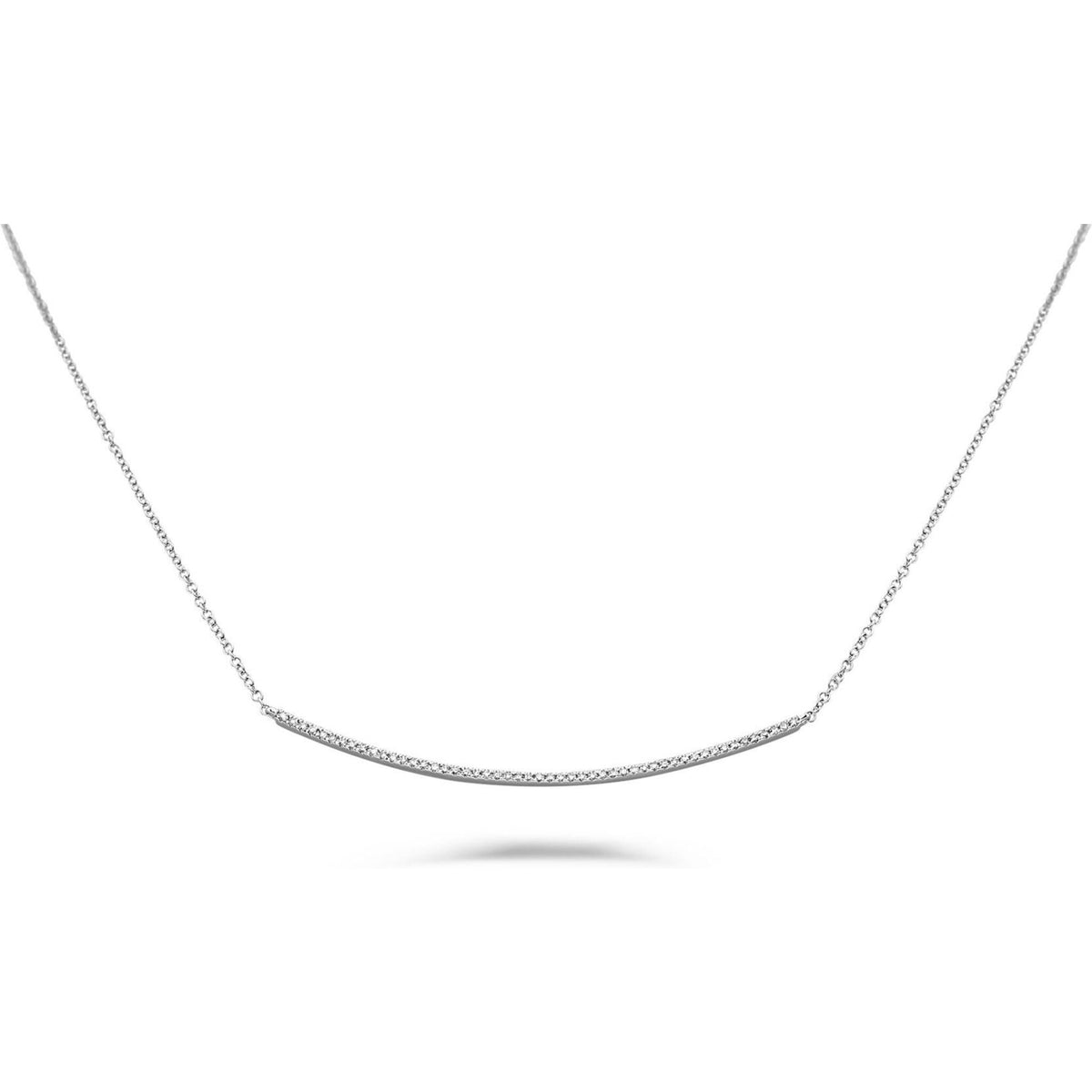 Roman & Jules 14K White Gold Curved Smile Diamond Bar Necklace - 0.13 Carat Total Diamond Weight