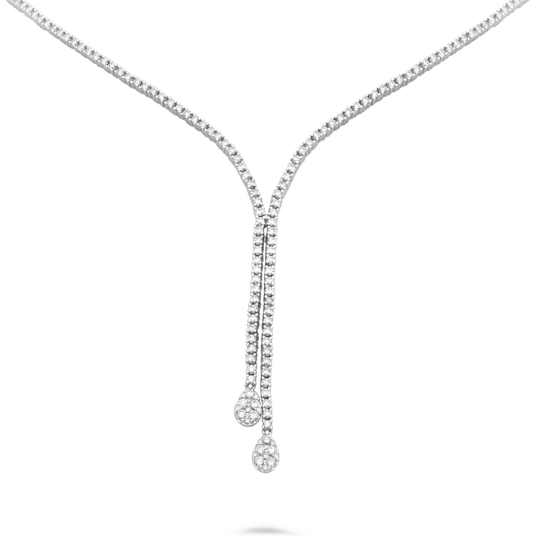 Roman Jules 14K White Gold Diamond Bolo Tie Necklace