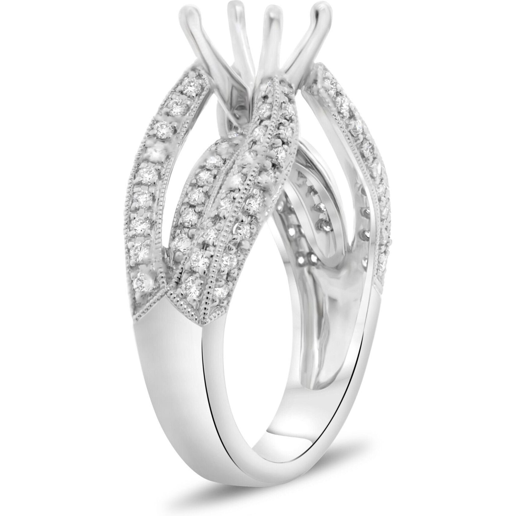 Roman Jules 14K White Gold Diamond Love Story Engagement Setting