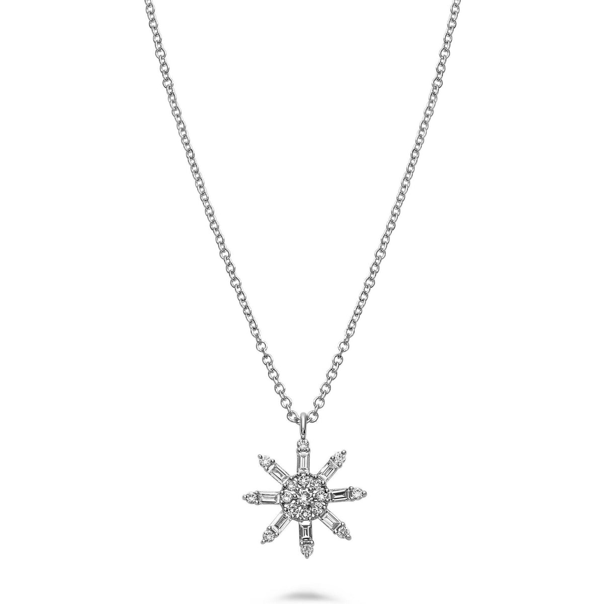Roman & Jules 14K White Gold Diamond Snowflake Necklace - 0.28 Carat Total Diamond Weight