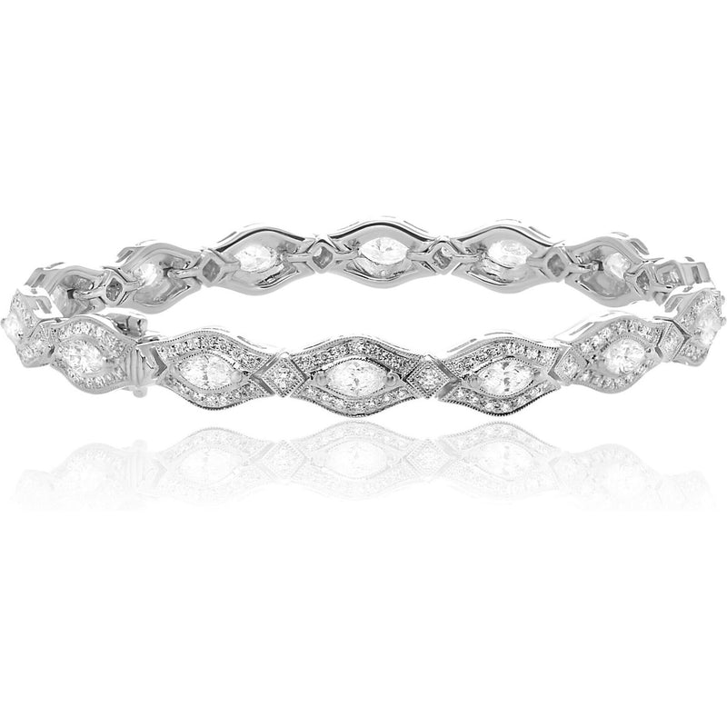 Roman & Jules 14K White Gold Marquise White Diamond Bracelet - 2.99 Carat Total Diamond Weight