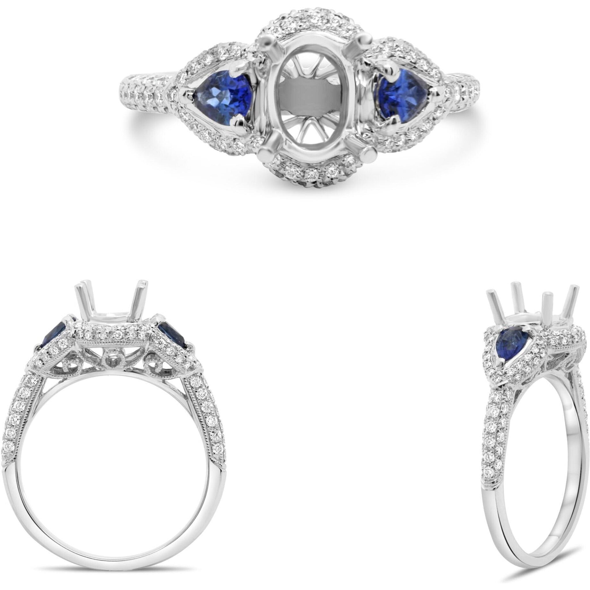 Roman & Jules 14K White Gold Oval Sapphire Elegance Ring