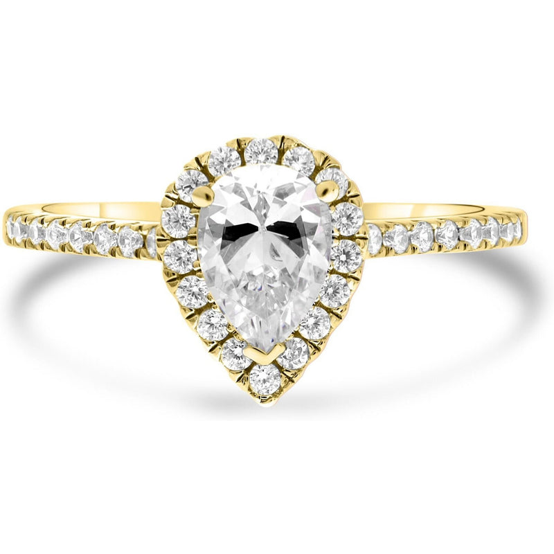 Roman & Jules 14k White Gold Pear-Shaped Diamond Halo Engagement Ring - A Love Story in Every Sparkle