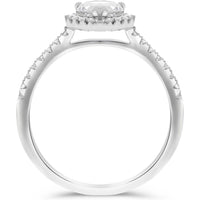 Roman & Jules 14k White Gold Pear-Shaped Diamond Halo Engagement Ring - A Love Story in Every Sparkle