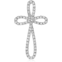 Roman & Jules 14K White Gold Reversible Cross Pendant Necklace with Pave-Set Diamonds - 0.29 Carat Total Diamond Weight