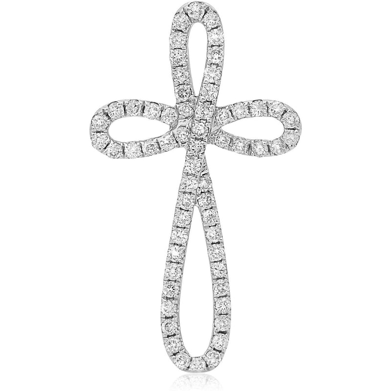 Roman & Jules 14K White Gold Reversible Cross Pendant Necklace with Pave-Set Diamonds - 0.29 Carat Total Diamond Weight