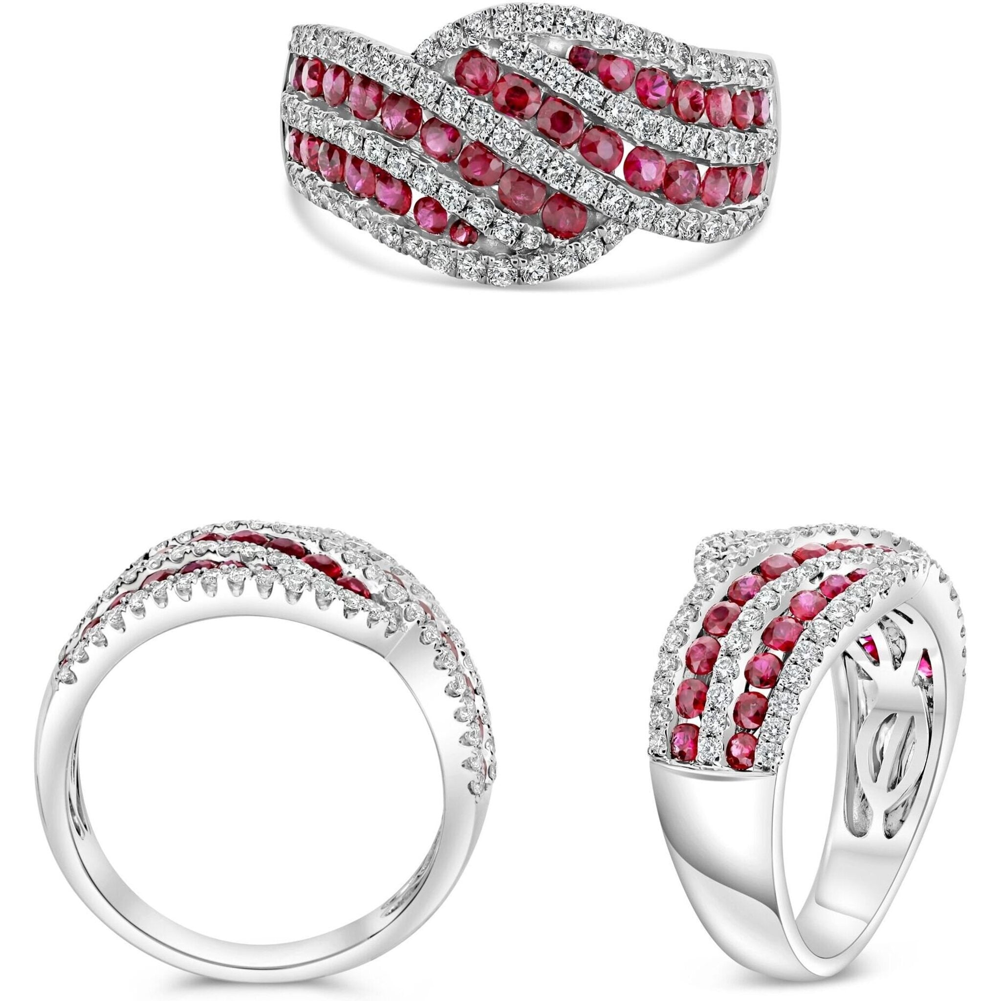 Roman & Jules 14K White Gold Sapphire & Diamond Wave Ring