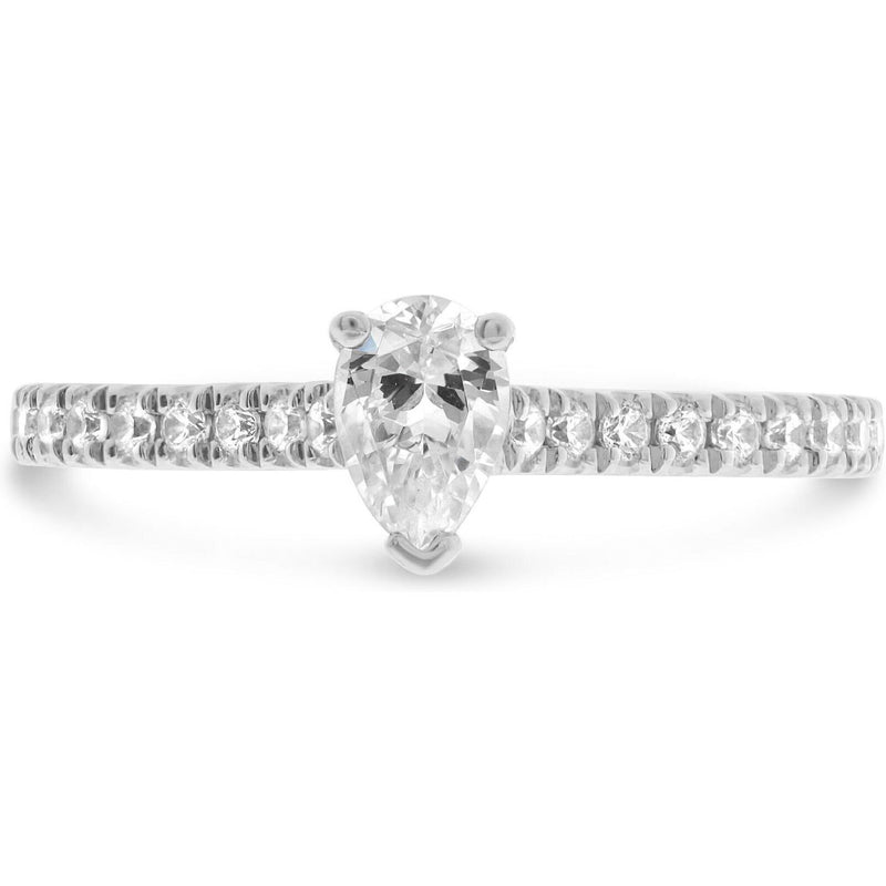 Roman & Jules 14K White Gold Three Prong Engagement Ring with Diamond Accents