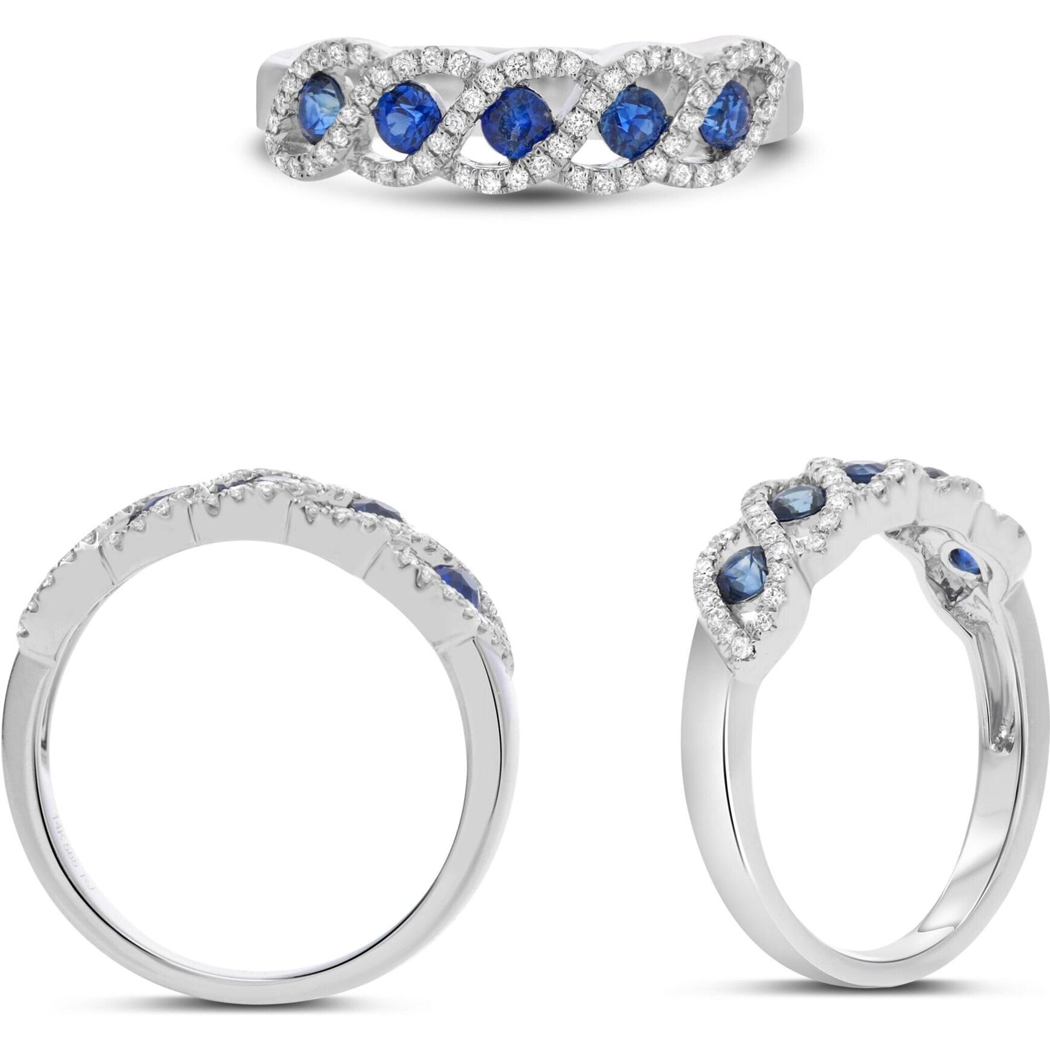Roman & Jules 14K White Gold Weaving Sapphire & Diamond Band - 0.19 Carat Diamonds, 0.40 Carat Sapphires