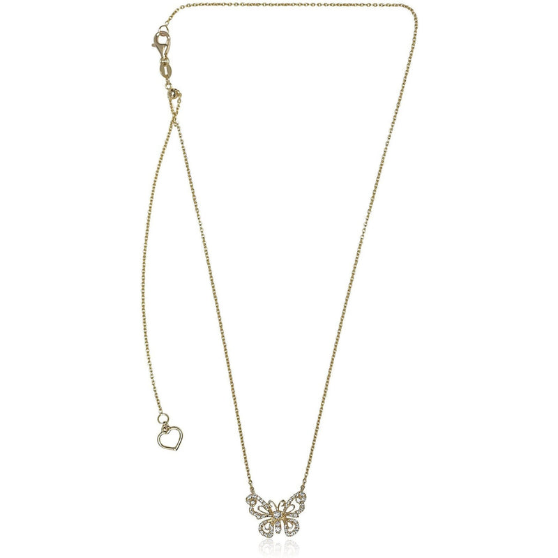 Roman & Jules 14K Yellow Gold Butterfly Necklace with 0.22 Carat Diamond Accent