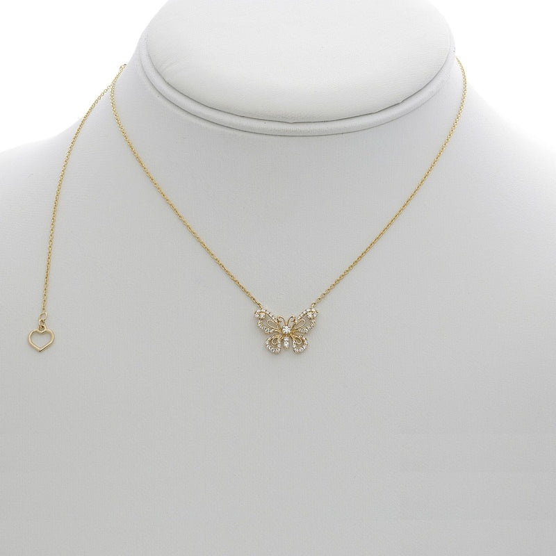 Roman & Jules 14K Yellow Gold Butterfly Necklace with 0.22 Carat Diamond Accent