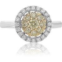 Roman & Jules 18K Gold Fancy Light Yellow Diamond Cluster Ring