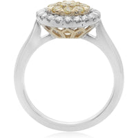 Roman & Jules 18K Gold Fancy Light Yellow Diamond Cluster Ring