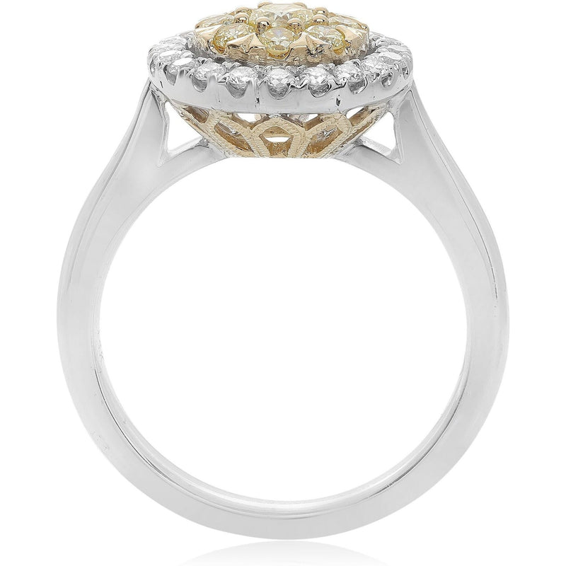 Roman & Jules 18K Gold Fancy Light Yellow Diamond Cluster Ring