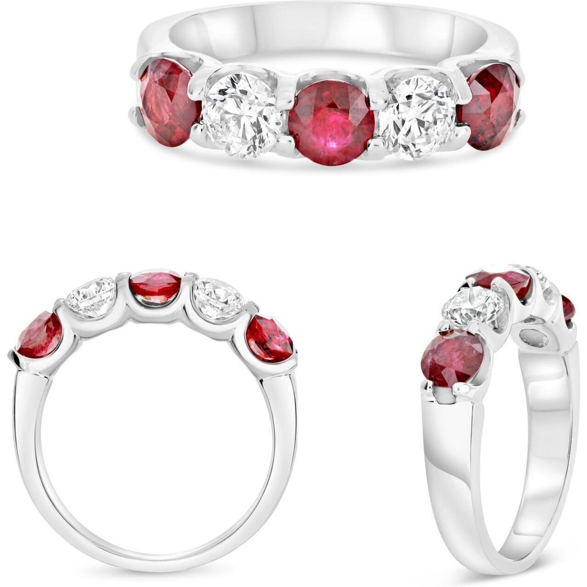 Roman & Jules 18K White Gold Five-Stone Diamond Wedding Band - 1.00 Carat Total Diamond Weight